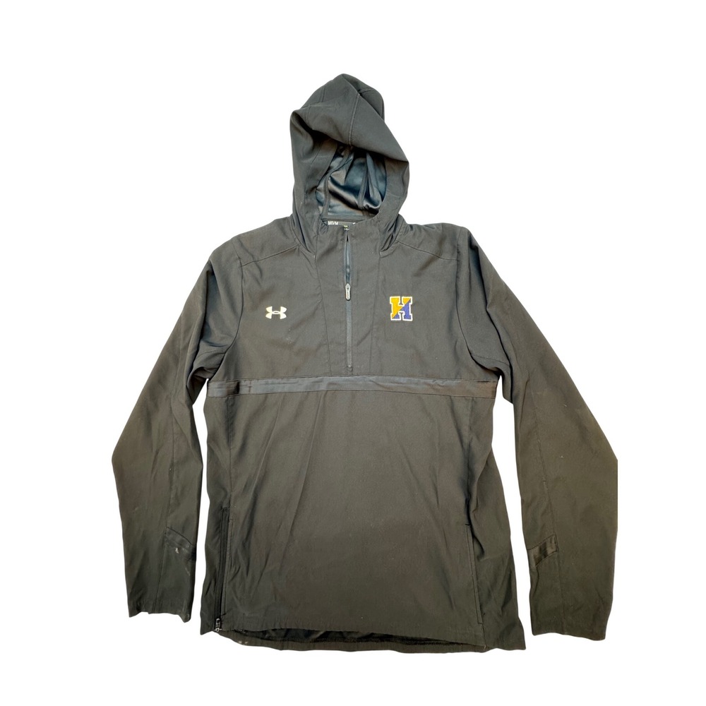 Under Armour 1/4 Zip‎ Hoodie Mens Medium Black Windbreaker Jacket H Logo